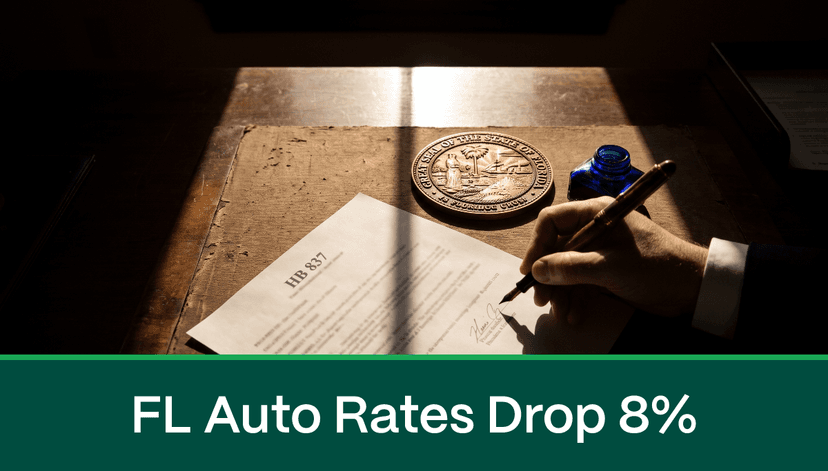Florida Auto Insurance Rates Drop 8% as HB 837 Reshapes the Market